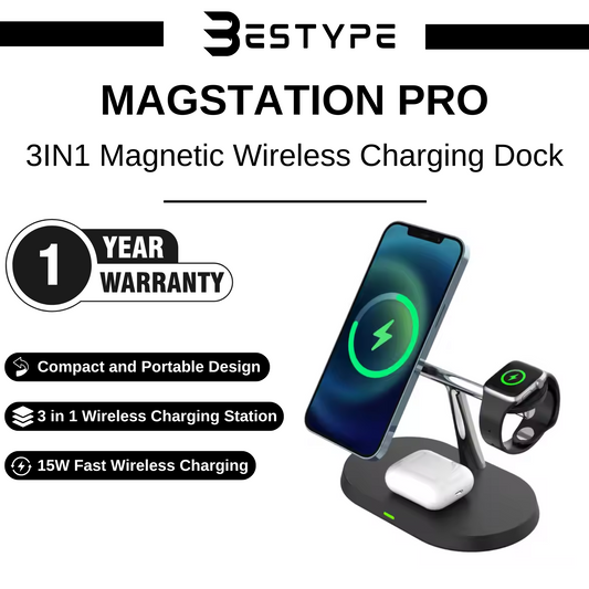 BESTYPE™ MAGSTATION PRO – 3-IN-1 MAGNETIC WIRELESS CHARGING DOCK
